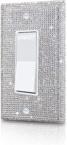 Vista 18 de Diamantes de imitación rosa brillante, placa decorativa para interruptor de luz de palanca simple, placa de cubierta decorativa, cubierta
