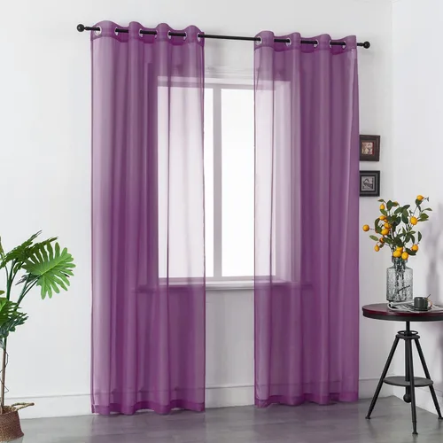Vista 42 de Cortinas traslúcidas de 108 pulgadas para sala de estar, dormitorio, apartamento, ventana, 2 paneles con ojales, cortinas semitransparentes