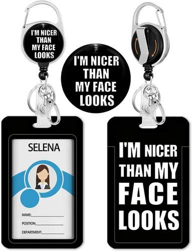 Vista 42 de Portatarjetas con carrete retráctil, funda negra para tarjetas de identificación para niñas con clip de mosquetón, resistente, cubierta protectora