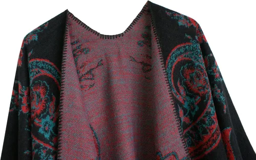 Vista 124 de Urban CoCo Poncho de colores para mujer, chal con frente abierto, color en bloques