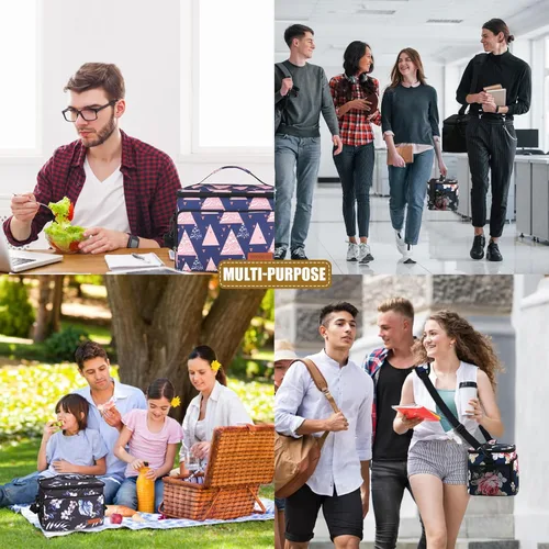 Vista 6 de Insulated Lunch Box for Adults, Leakproof Cooler Bag with Multi Pockets, Adjustable Strap, Ideal for Work, Beach & Picnic