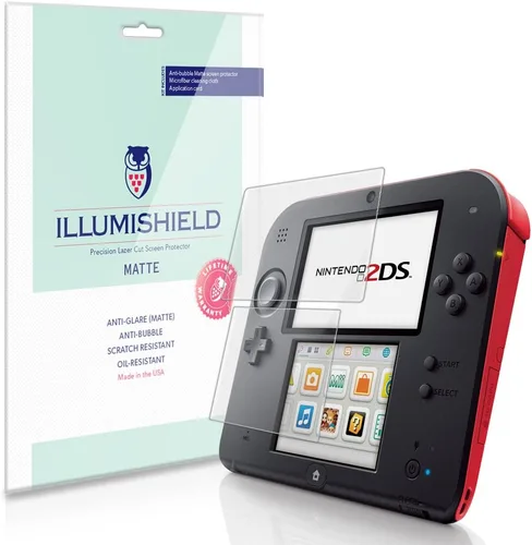 ILLUMISHIELD Protector de pantalla mate compatible con Nintendo 2DS (paquete de 3) Anti-reflejo Protector Anti-Burbuja y Anti-huella Digital