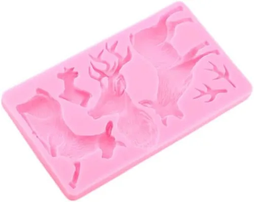 Vista 7 de DIY Christmas Elk Deer Antlers Molde de silicona Sugarcraft Fondant Cake Decorating Tools 3D Craft Chocolate Candy Arcilla Moldes de resina Molde