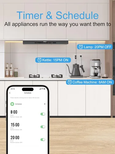 Vista 7 de EIGHTREE Mini Enchufe Inteligente 𝟓𝐆𝐇𝐳 Wi-Fi Compatible 𝟏𝟓𝐀, Enchufes Inteligentes que Funcionan con Alexa y Google Home y SmartThings, Monitor
