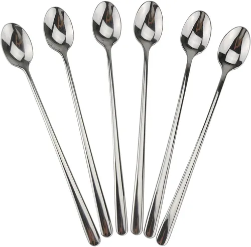 Long Handle Spoon, 9-inch Ice Tea Spoon, DEALIGHT Premium 18/10 Stainless Steel Iced Teaspoon for Mixing, Cocktail Stirring, Tea, Coffee, Milkshake,