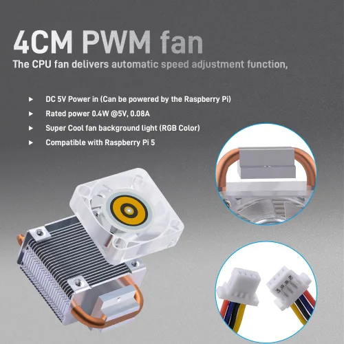 Vista 8 de GeeekPi Enfriador de torre ICE para Raspberry Pi 5, con disipador de calor de aluminio y ventilador de refrigeración