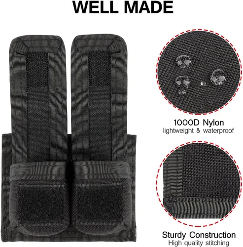 Vista 2 de Kosibate Funda para Speedloader, Fundas para Cargador de Nylon Compatible con Revólver S&W 38 357 44 45 Calibre, Estuche de Cargador Doble de 5 y 7