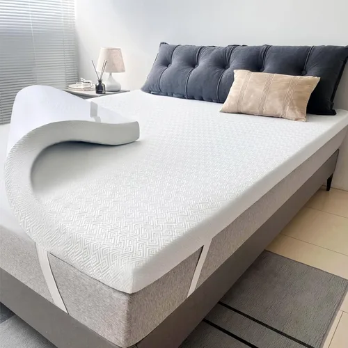 Vista 9 de Cubrecolchón de espuma viscoelástica de 2 pulgadas tamaño individual (39"x75"), almohadilla de colchón con infusión de gel refrescante, cubrecolchón