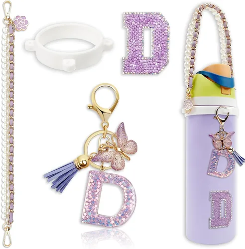Vista 43 de Letter Handle Strap Accessories with Cute Initial Charm Compatible with Owala Water Bottle 24oz 32oz 40oz Owala Kids