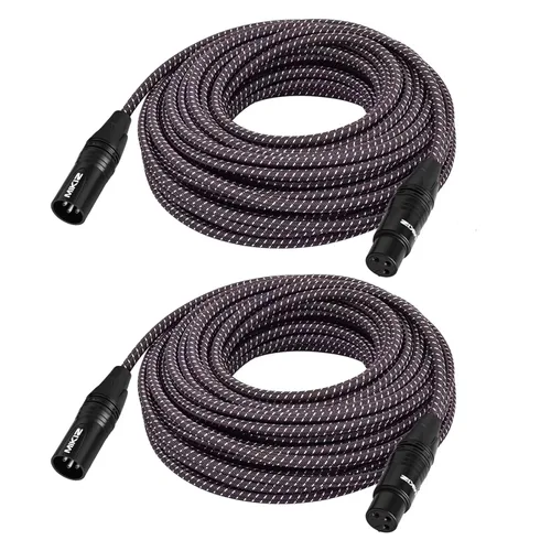 Vista 10 de Cables XLR de 1 pie, paquete de 2 cables de conexión cortos antienredos trenzados de 3 pines XLR macho a hembra para micrófono DJ