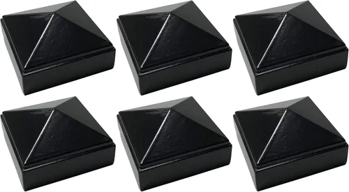 Vista 16 de Tapa de poste de pirámide de aluminio de 2 x 2 pulgadas para postes de metal, ajuste a presión, color negro con recubrimiento en polvo, resistente