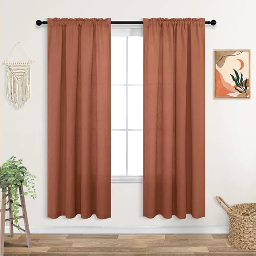 Vista 47 de KOUFALL Cortinas de lino blanco de 90 pulgadas, cortinas semitransparentes texturizadas para sala de estar, dormitorio, juego de 2 paneles Blanco