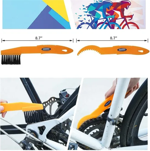 Vista 5 de focopot Kit de limpieza de bicicletas (9 unidades), incluye limpiador de cadena para ciclismo, herramientas de cepillo de limpieza de bicicletas