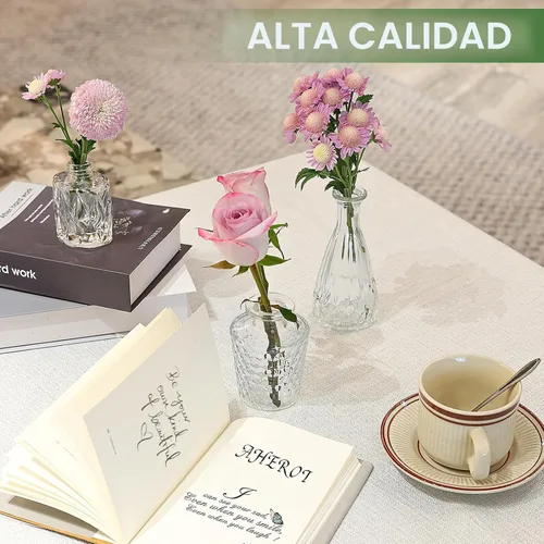 Vista 6 de Aheroi Juego de 32 Piezas de Jarrones Pequeños, Jarrones Transparentes para Centros de Mesa, Lindos Jarrones de Cristal Pequeños para Flores, Mini
