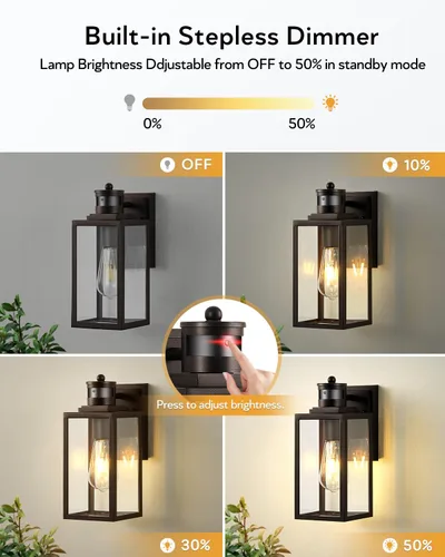 Vista 117 de VIANIS Lámpara de pared dorada para exteriores, sensor de atardecer a amanecer, apliques de montaje en pared exterior para casa, lámparas de pared