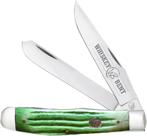 Vista 19 de WHISKEY BENT HAT CO. Navaja de bolsillo plegable tradicional Trapper de 4.125 pulgadas, longitud cerrada, cuchillas de acero inoxidable 440C (azteca)
