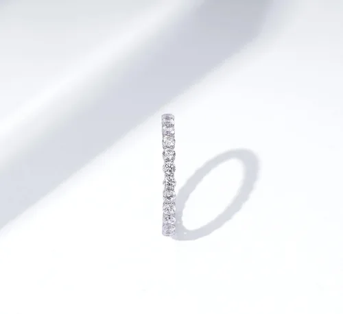 Vista 5 de Tienda Collection Platinum or Gold Plated Sterling Silver All-Around Band Ring set with Round Infinite Elements Zirconia