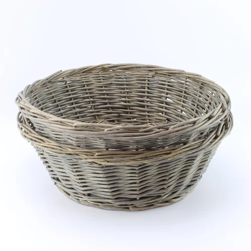 Vista 8 de AuldHome Design Canastas redondas para pan (lavado en gris, paquete de 2), cesta redonda de mimbre tejida rústica para cocina, hogar y almacenamiento