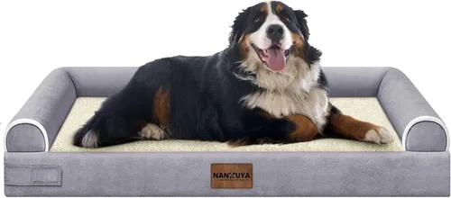 Vista 70 de Cama ortopédica lavable para perros pequeños: cama con cojines de apoyo para perros pequeños y gatos, cama impermeable de espuma tipo caja de Gris