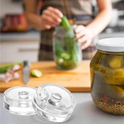 Vista 3 de Pesos de fermentación, paquete de 4 pesos de fermentación de vidrio con mango de agarre, para frascos Mason de boca ancha, kit de fermentación