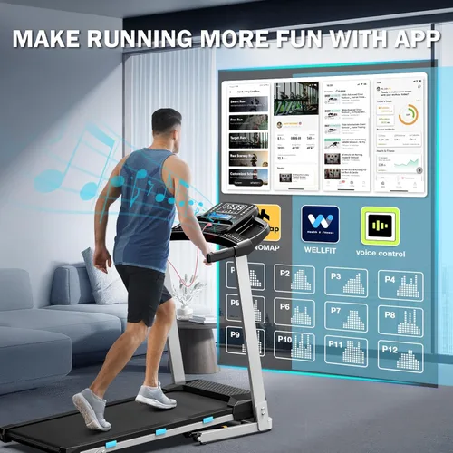 Vista 4 de COZYINN Foldable Treadmill with Incline for Home Small - 350 lb Capacity, 3.0HP Quiet Folding Treadmill with Pulse Sensor and Bluetooth Speaker