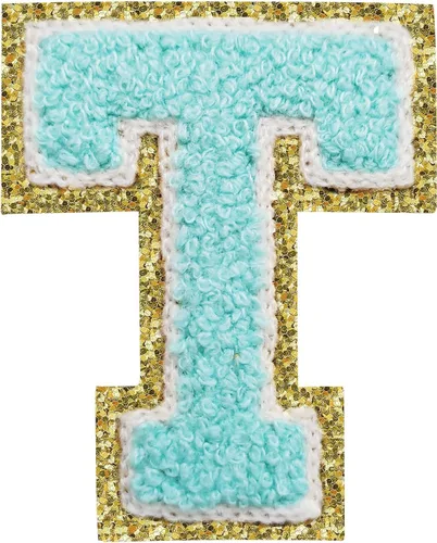 Vista 28 de 3Pcs Letter Patches Varsity Glitters Chenille,SPRT Iron on Blue Letter Patch,Alphabet Cloth Patch for Team Costume Decoration 3.1in Height S