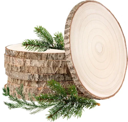 Rebanadas de madera, 8 piezas redondas de madera de 8 a 9 pulgadas para centros de mesa, mesas
