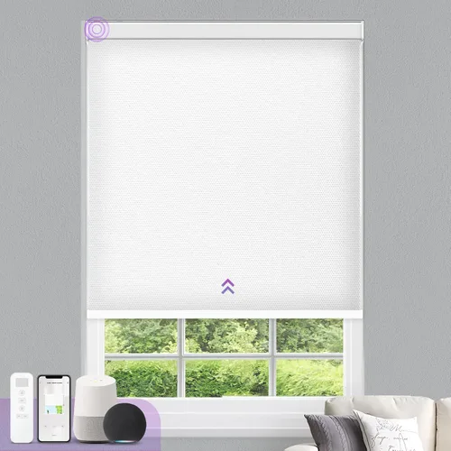 Vista 22 de Astomi - Persianas enrollables motorizadas para ventanas, persianas 100 % opacas para oscurecer la habitación, persianas inteligentes sin cordón