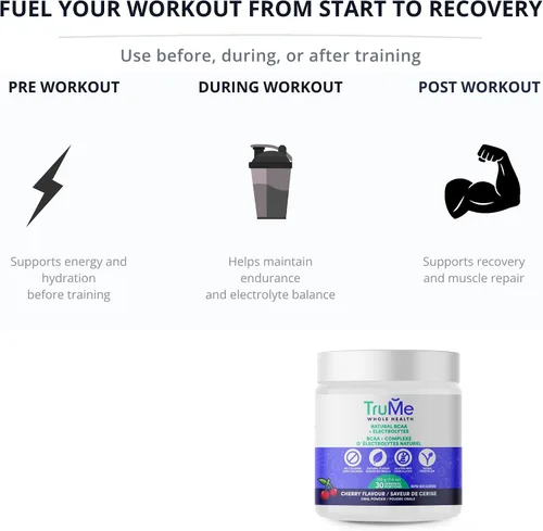 Vista 5 de TruMe Clean - Polvo de electrolitos BCAA vegano - Cereza - 2:1:1 sin azúcar sin sucralosa BCAA Aminoácidos Suplemento para mujeres/hombres