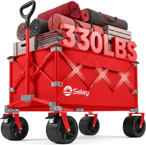 Vista 11 de Sekey Carros plegables de 150 litros con ruedas de playa grandes All-Terrian, carro plegable resistente, carro plegable extragrande, carro plegable