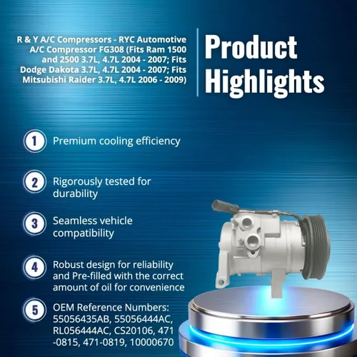 Vista 2 de Compresores de A/C R & Y - Compresor de aire acondicionado automotriz RYC FG308