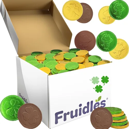 Vista 6 de Día de San Patricio, 25 monedas verdes y doradas, sin nueces, bolsa resellable Kosher (paquete de 25)