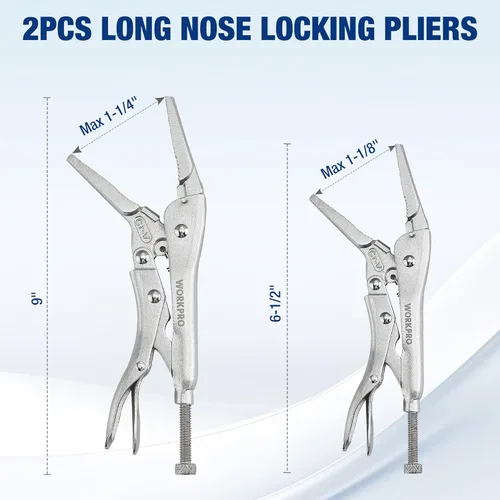 Vista 7 de WORKPRO Juego de 5 alicates de bloqueo, juego de herramientas de alicates, empuñaduras de vicio con acero al cromo vanadio, alicates de mandíbula