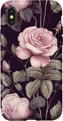 Vista 5 de Floral Vintage Pattern with Cute Pink Purple Botanical Rose Case for iPhone 17