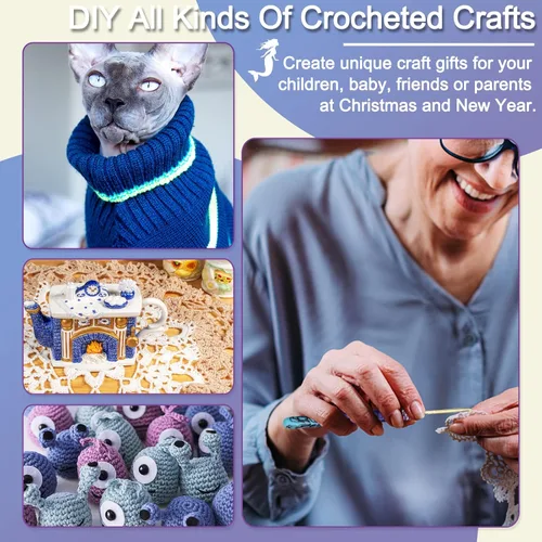 Vista 7 de Coopay Ganchos de ganchillo cálidos, 9 tamaños de 2.25 a 6.5mm, agujas de ganchillo ergonómicas de sirena extra largas para tejer a ganchillo Sirena