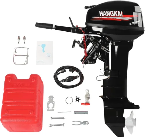 HANGKAI - Motor fuera de borda de 2 tiempos y 18 HP con sistema de refrigeración por agua y CDI, motor de 246 CC para lancha de pesca, eje largo
