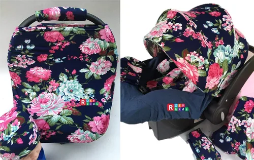 Juego de 9 piezas de funda para asiento de coche infantil, cubierta para reposacabezas, sombrero, bufanda de enfermería, 25JE06