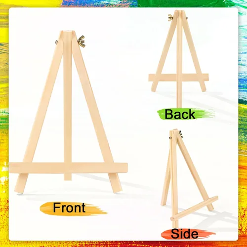 Vista 4 de AROIC Caballete de 9 pulgadas para pintar, paquete de 6 caballetes de madera para letreros, caballetes de mesa para pintar lienzos, caballete