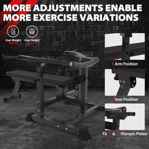 Vista 3 de Outdoor Basic - Máquina ajustable de presión de pecho con brazos convergentes independientes, banco de pesas plano/inclinado para gimnasio en casa