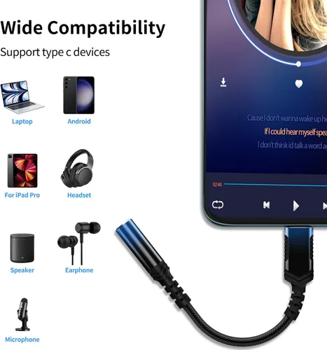 Vista 13 de iMangoo Adaptador de audio USB tipo C a 0.1 in para Motorola Edge+ Android
