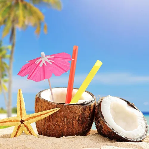 Vista 5 de Paraguas de bebida: 100 mini paraguas de papel para cóctel, palillos de dientes de paraguas pequeños, palillos de cóctel elegantes, adornos