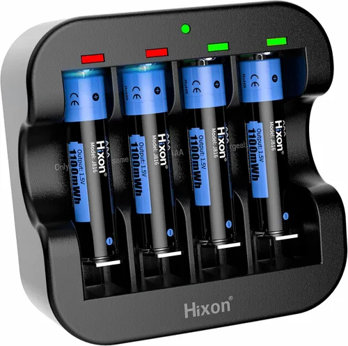 Baterías AAA de litio recargables de 1.5 V, paquete de 4 con cargador ultra rápido, batería de iones de litio triple AAA de alta capacidad de alta