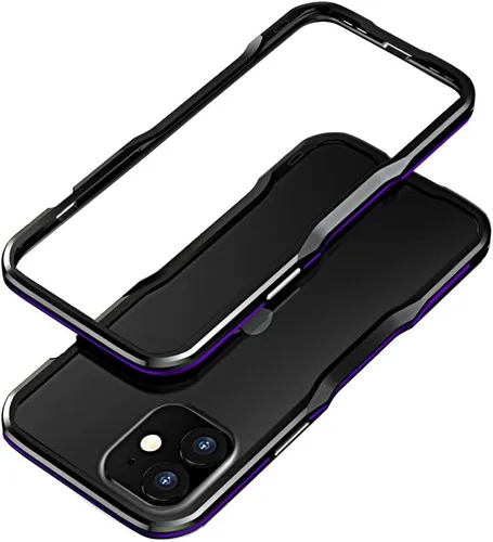 Vista 9 de Parachoques de aluminio compatibles con iPhone 12 Mini de 5.4 PULGADAS, estuche con marco metálico, parachoques delgado de diseño genial y Negro