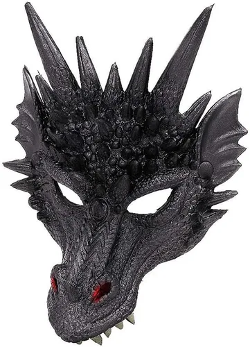 Vista 2 de Himine - Máscara de cosplay de cabeza de dragón para festival, fiesta y Halloween