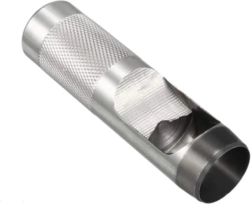 Vista 5 de uxcell® Perforador hueco redondo de acero artesanal de cuero 0.709 in para cinturón de cuero banda reloj junta