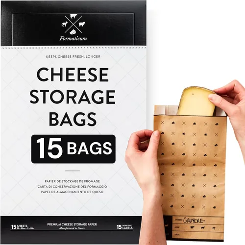 Vista 9 de Formaticum - Juego de 10 bolsas reutilizables para almacenamiento de queso Tamaño 5" x 11" Bolsa de almacenamiento de queso de grado profesional
