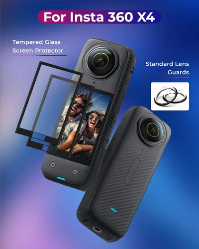 Vista 2 de JZW-Shop X4 Protector de lente con 2 protectores de pantalla para Insta 360 X4, 9H