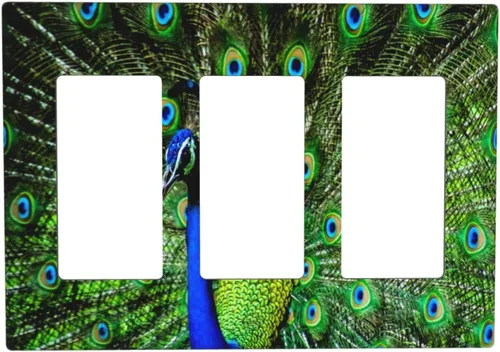 Vista 20 de Cubierta decorativa para toma de corriente de pavo real, cubierta de salida de 1 banda, cubierta de placa de interruptor de luz, placas