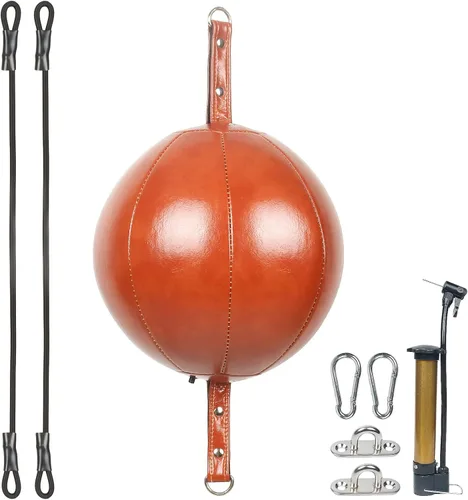 Vista 12 de InnoLife Kit de saco de boxeo de doble extremo con bola de perforación, kit de reacción de velocidad con cordones elásticos, perfecto