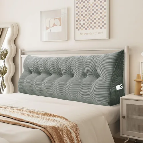 Vista 14 de Almohada de cuña para sentarse en la cama, almohada de lectura para adultos, soporte para respaldo, almohada de cabecero, sofá cama, cojín de Negro